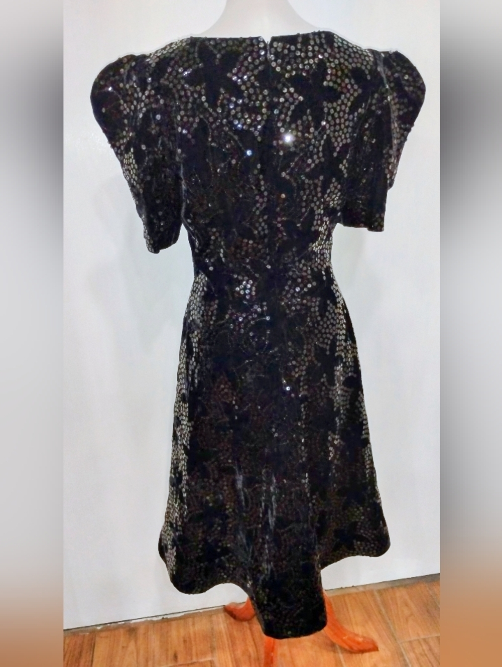 VINTAGE SCAASI VELVET SEQUINED DRESS NWOT - Picture 3 of 7